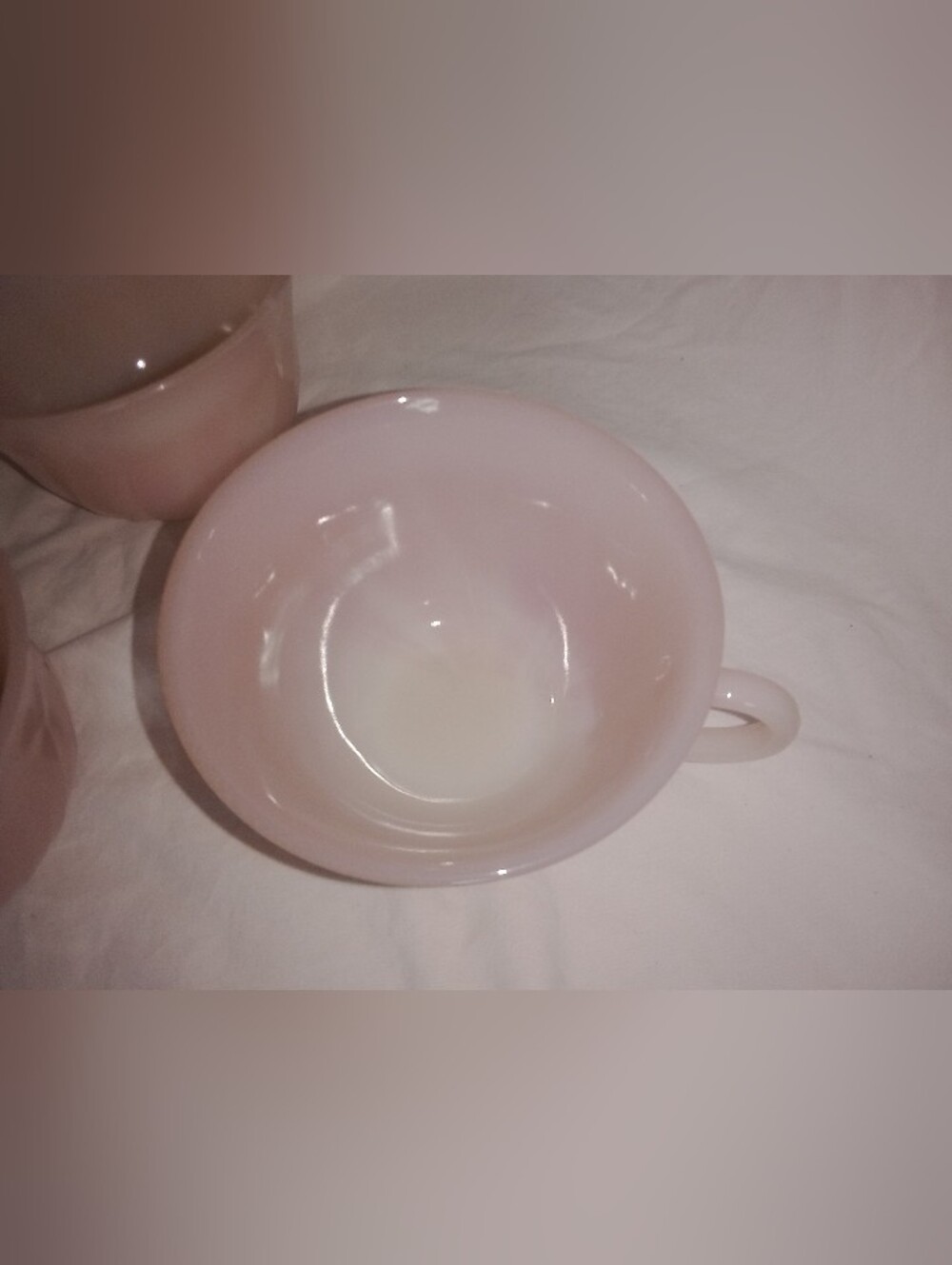 Vintage Mid Century MCM Fire King Pink Swirl Tea Coffee Cup Set of 3 Boho 50s - Picture 3 of 11